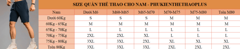 Size quần thể thao phukienthethaoplus